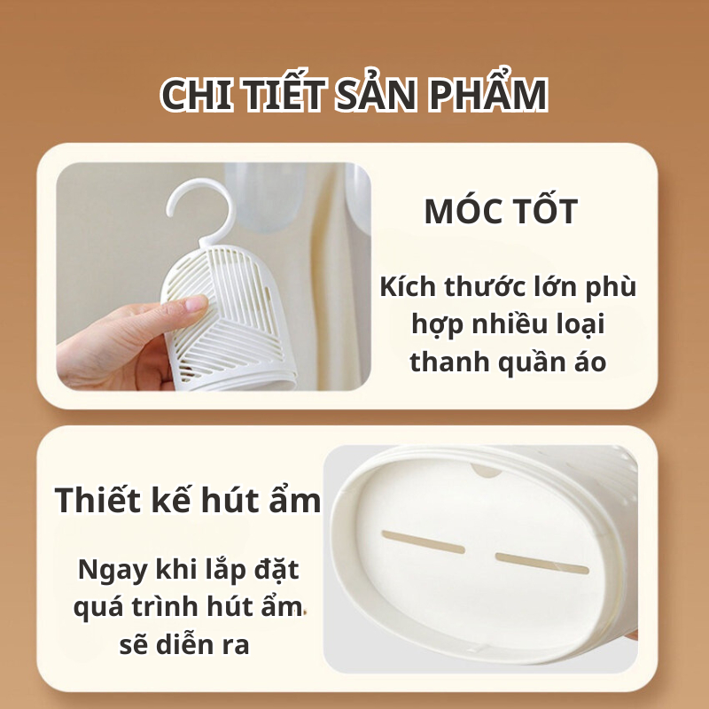 Hộp hút ẩm tủ quần áo dạng lồng chim có móc treo tái sử dụng nhiều lần - Ảnh 6
