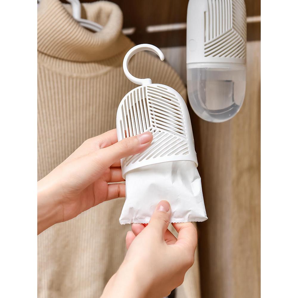 Hộp hút ẩm tủ quần áo dạng lồng chim có móc treo tái sử dụng nhiều lần - Ảnh 4