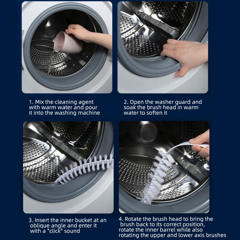 Bàn chải cọ chuyên dụng làm sạch lồng máy giặt cán dài 60cm - Ảnh 2