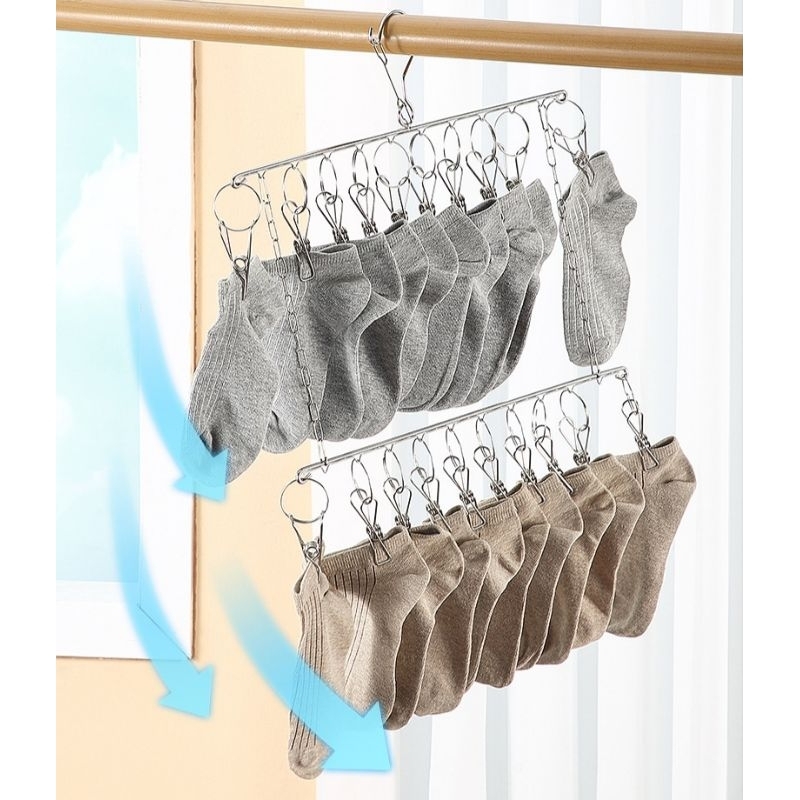 Móc Vuông 20 KẸP Treo Quần Áo Em Bé , Đồ Lót , Tất Vớ dày thiết kế móc khóa chống trượt phơi đồ - Ảnh 7