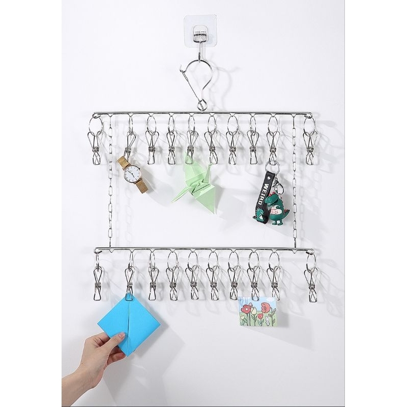 Móc Vuông 20 KẸP Treo Quần Áo Em Bé , Đồ Lót , Tất Vớ dày thiết kế móc khóa chống trượt phơi đồ - Ảnh 5