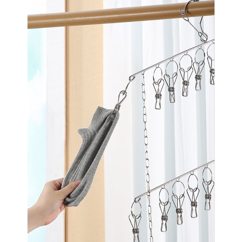 Móc Vuông 20 KẸP Treo Quần Áo Em Bé , Đồ Lót , Tất Vớ dày thiết kế móc khóa chống trượt phơi đồ