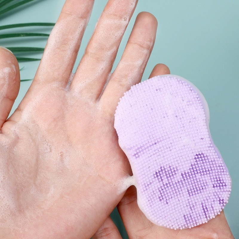 Bàn chải rửa mặt silicon -Bàn chải tẩy tế bào chết làm sạch lỗ chân lông nhỏ gọn (M77) - Ảnh 3