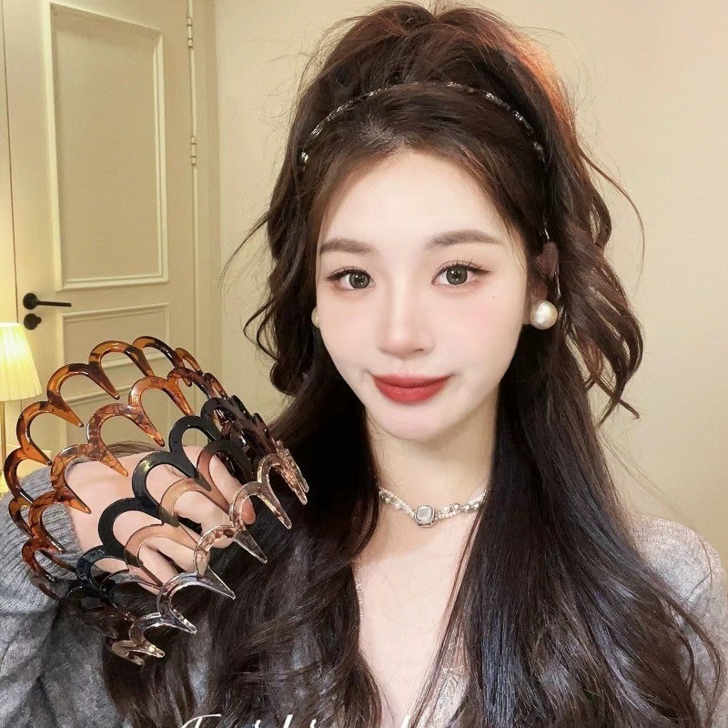 Cài Tóc Sóng Rộng Vành HÀM CÁ MẬP màu trong suốt tiện lợi khi trang điểm - Ảnh 8