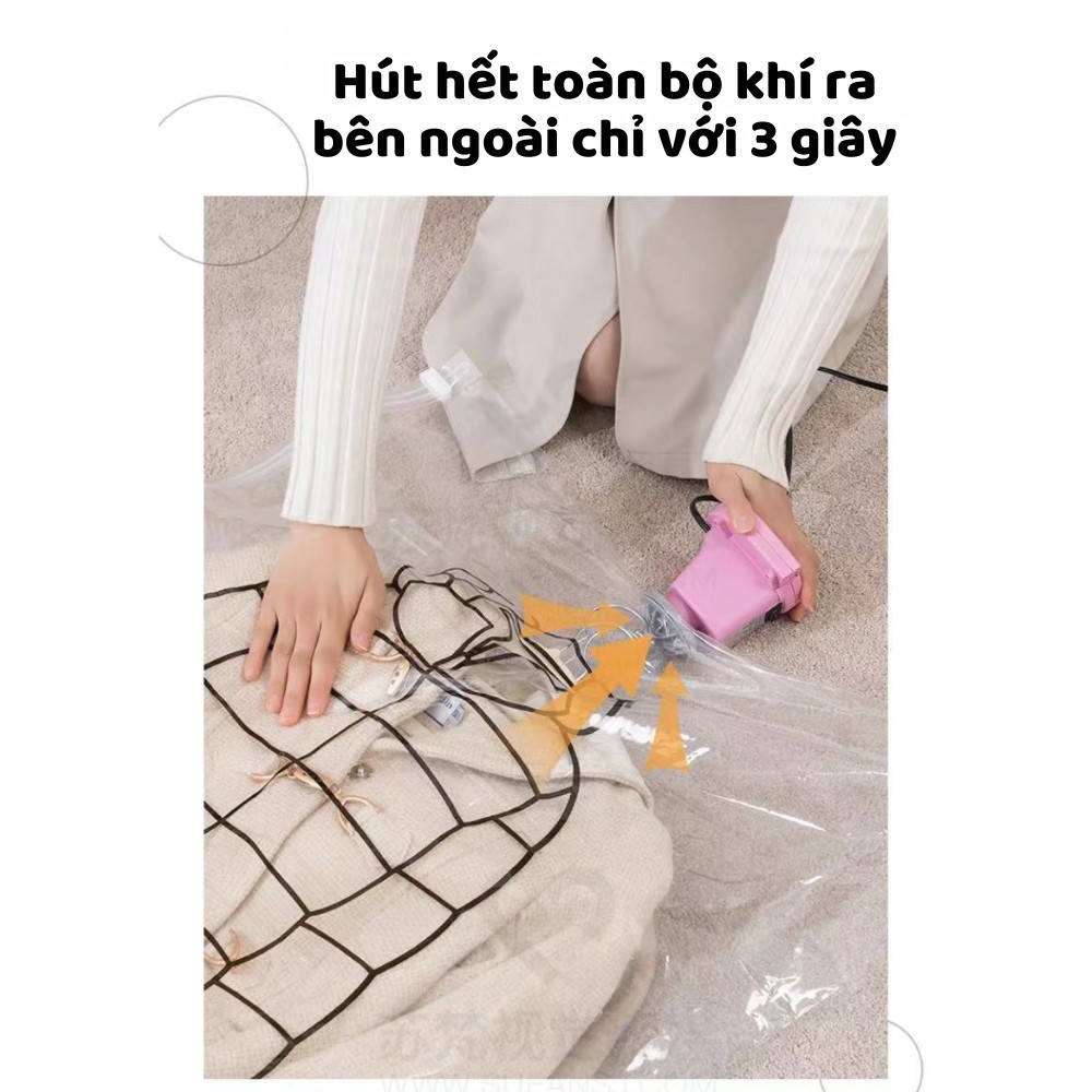 Túi đựng quần áo hút chân không có móc treo, túi bọc quần áo gấp gọn, sắp xếp chăn màn - Ảnh 6