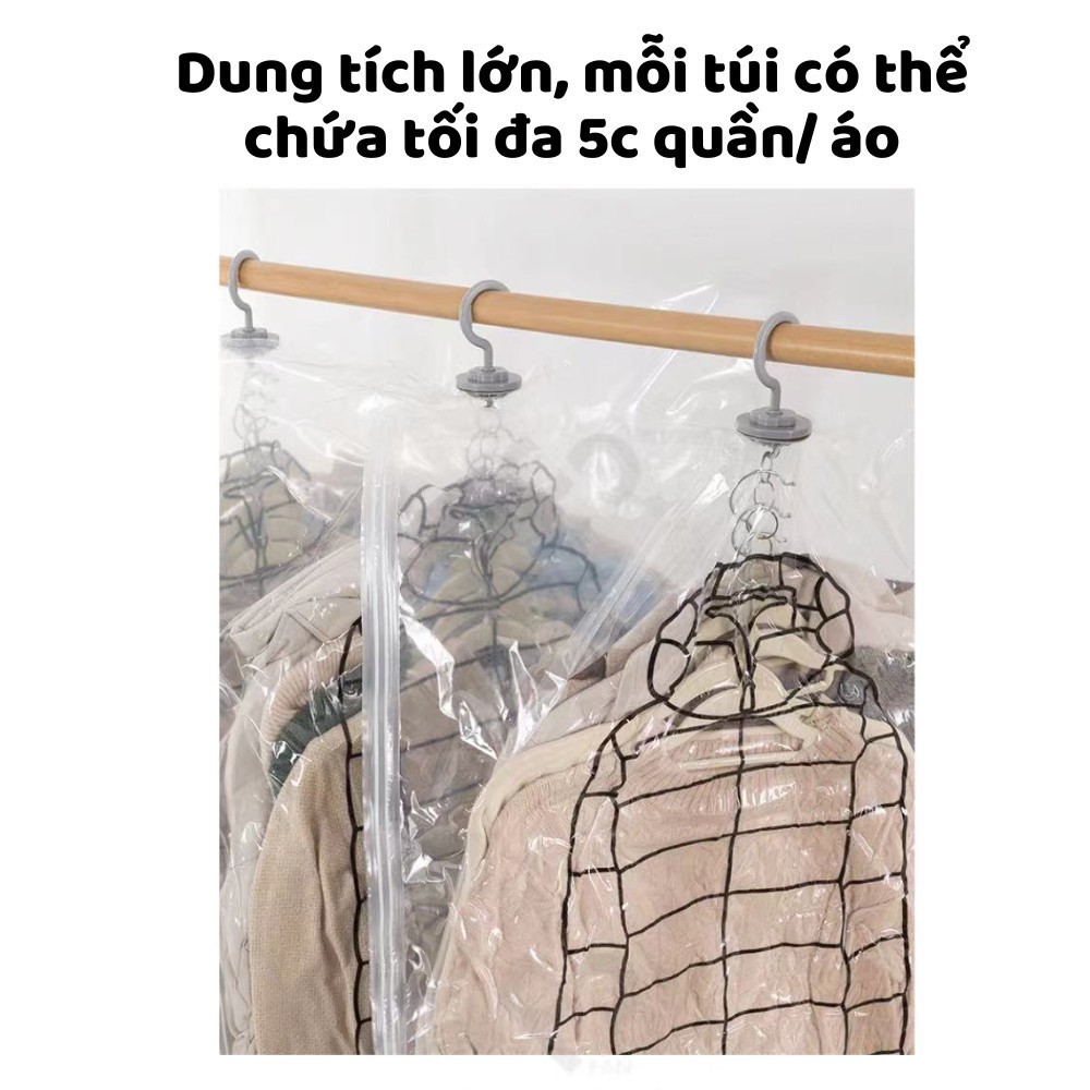Túi đựng quần áo hút chân không có móc treo, túi bọc quần áo gấp gọn, sắp xếp chăn màn - Ảnh 4