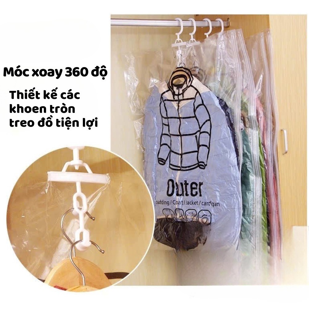 Túi đựng quần áo hút chân không có móc treo, túi bọc quần áo gấp gọn, sắp xếp chăn màn - Ảnh 3