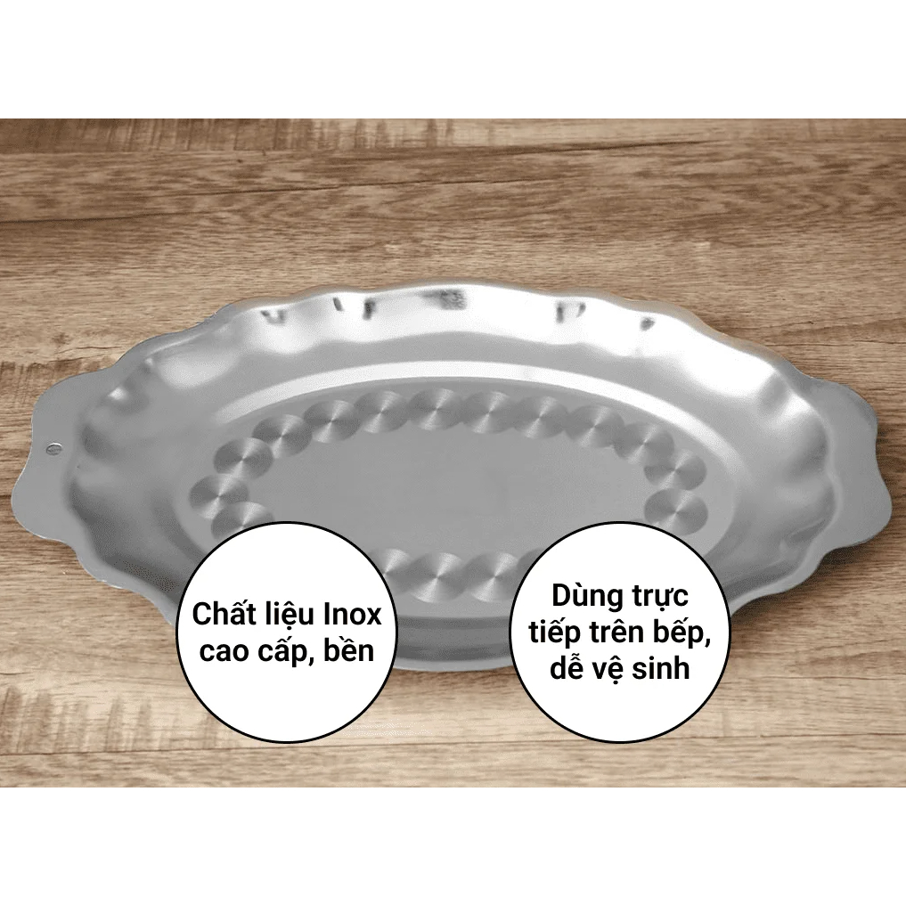 Dĩa Hột Xoài Inox Dĩa bò né, Đĩa hấp cá Cao Cấp - Ảnh 5