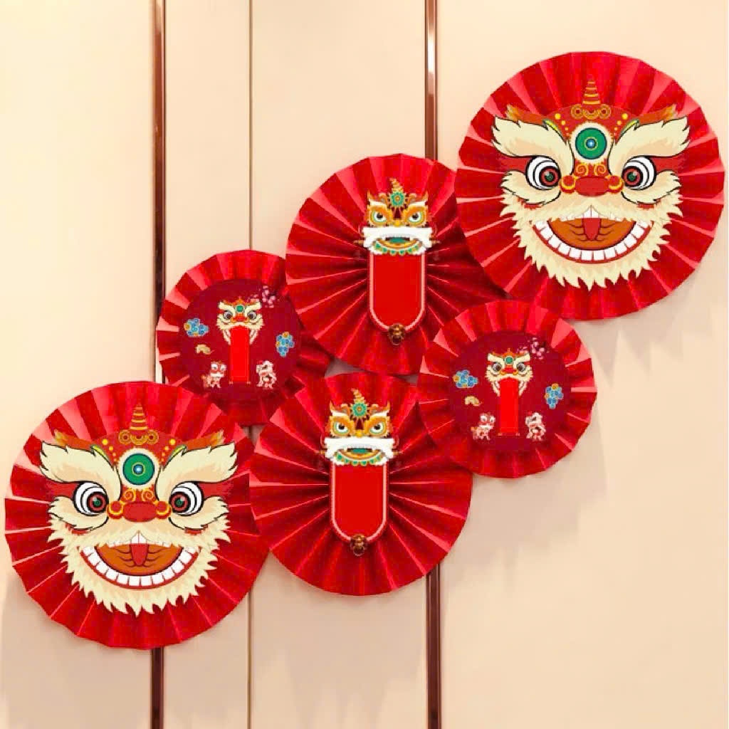 Set 6 Quạt Giấy Đỏ Làm Trang Trí Lễ Tết, Cưới Hỏi, Trang Trí Giỏ Quà Tết, Mâm Ngũ Quả - Ảnh 8