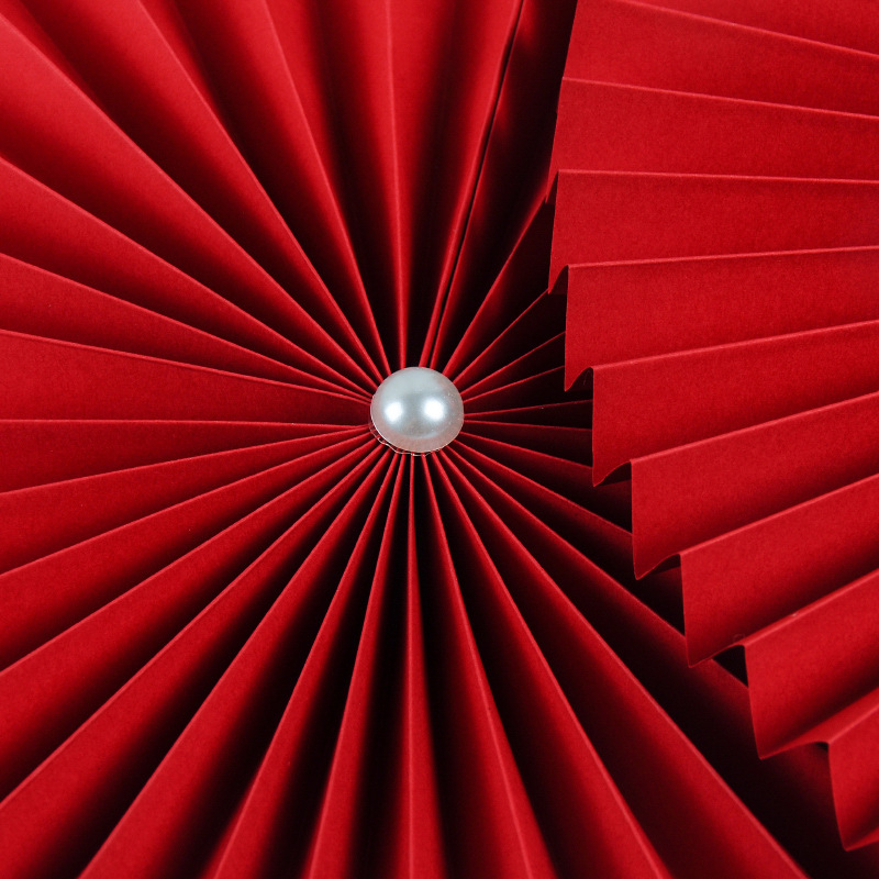 Set 6 Quạt Giấy Đỏ Làm Trang Trí Lễ Tết, Cưới Hỏi, Trang Trí Giỏ Quà Tết, Mâm Ngũ Quả - Ảnh 4