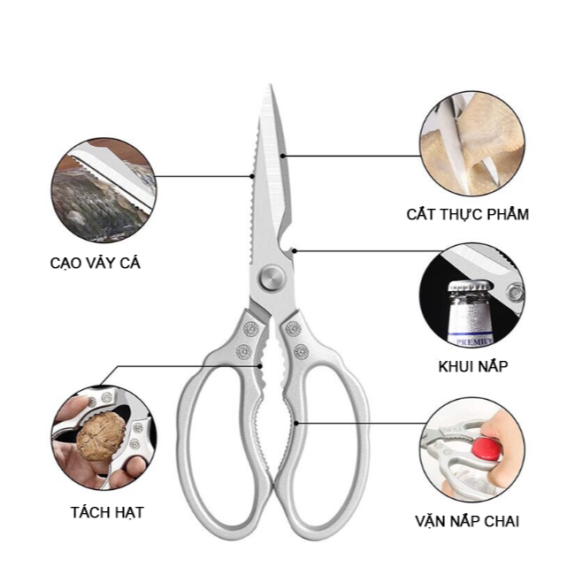 KÉO HỘP KIM NHÔM ĐA NĂNG 23cm khui nắp chai, đánh vảy, kẹp càng cua, trợ lực cắt tiện dụng - Ảnh 9