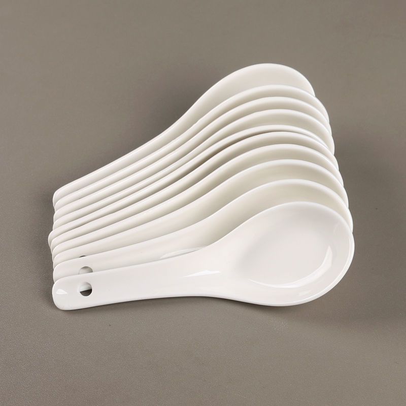 SET 2 MUỖNG GỐM SỨ TRẮNG NGÀ - DÙNG CHO NHÀ HÀNG, QUÁN ĂN, GIA ĐÌNH 4.3x13.8 - Ảnh 4