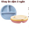 Khay Ăn Dặm 3 Ngăn Silicon Có Đế Hít Chống Trượt Tiện Lợi