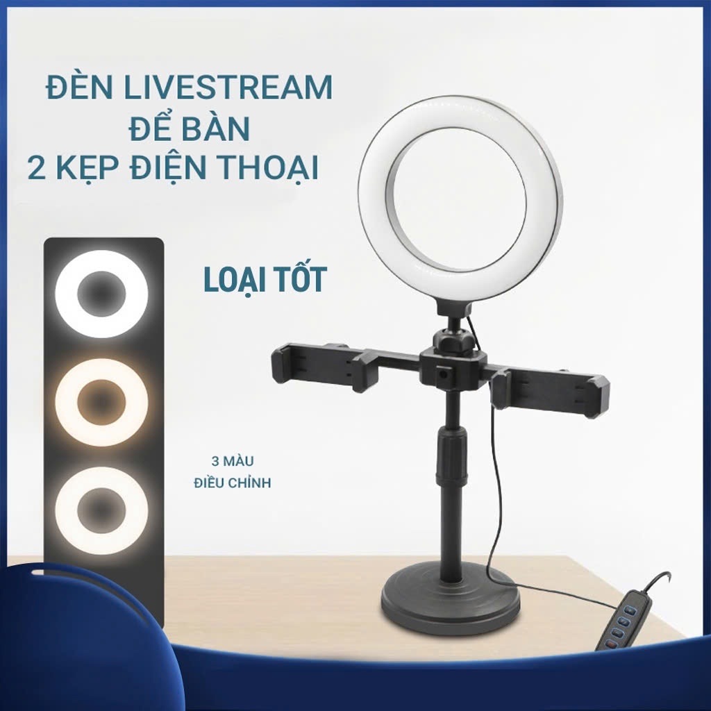 Đèn livestream để bàn có hai kẹp điện thoại 3 chế độ màu điều chỉnh ánh sáng hỗ trợ bán hàng+quay video+học tập - Ảnh 9