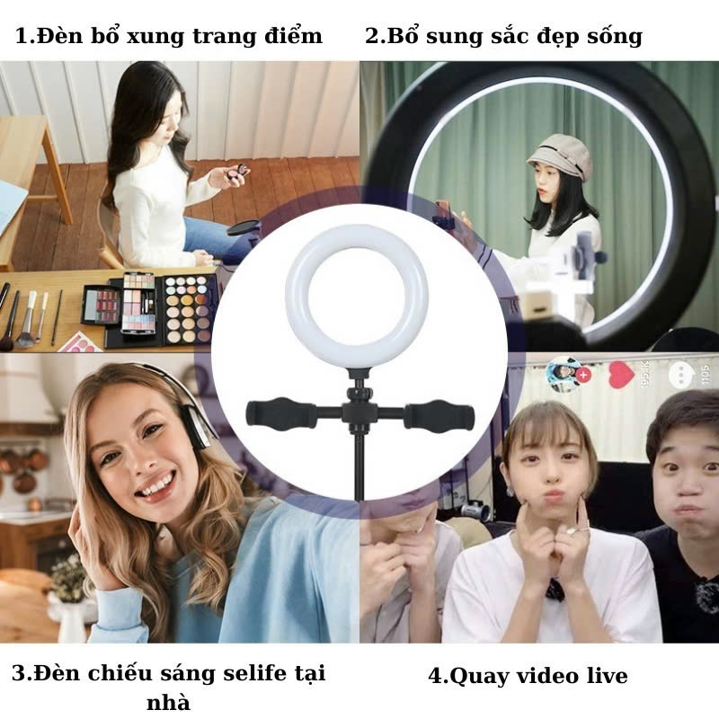 Đèn livestream để bàn có hai kẹp điện thoại 3 chế độ màu điều chỉnh ánh sáng hỗ trợ bán hàng+quay video+học tập - Ảnh 8