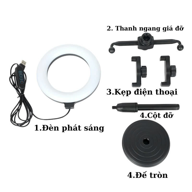 Đèn livestream để bàn có hai kẹp điện thoại 3 chế độ màu điều chỉnh ánh sáng hỗ trợ bán hàng+quay video+học tập - Ảnh 6