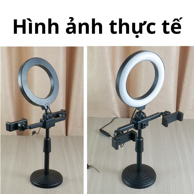 Đèn livestream để bàn có hai kẹp điện thoại 3 chế độ màu điều chỉnh ánh sáng hỗ trợ bán hàng+quay video+học tập - Ảnh 2
