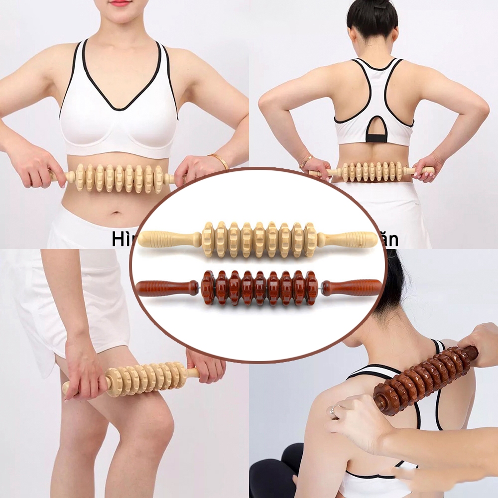Cây Lăn Massage Gỗ 9 Răng Cao Cấp – Dụng Cụ Massage Toàn Thân Giảm Đau, Thư Giãn Cơ Bắp - Ảnh 9