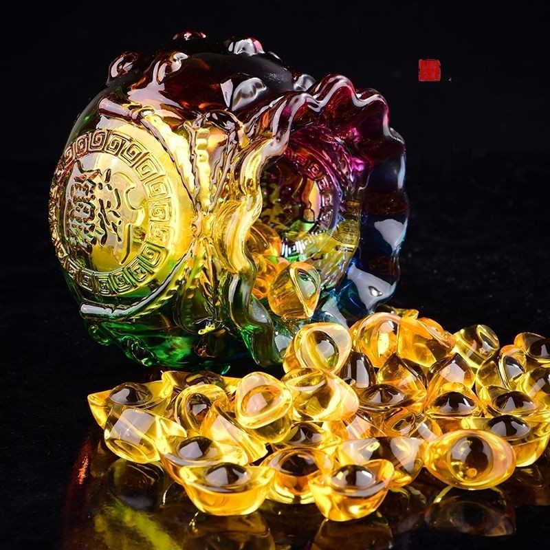 Hũ Vàng May Mắn Pha Lê Tụ Bảo Bồn Lưu Ly, Chiêu Lộc Tụ Tài ( HŨ VÀNG V123) - Ảnh 6