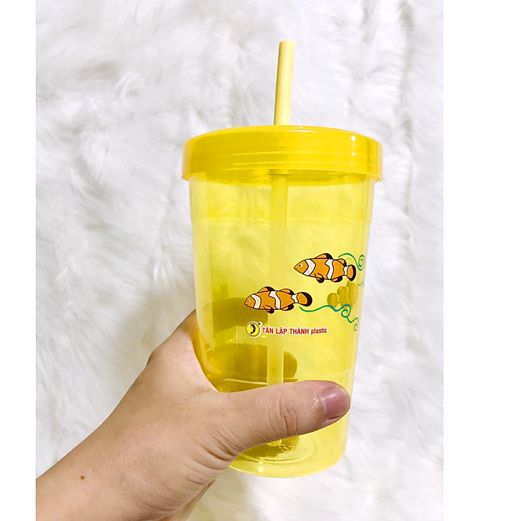 Ly Nhựa Có Kèm Ống Hút Và Nắp Đậy Tiện Lợi - Ảnh 2