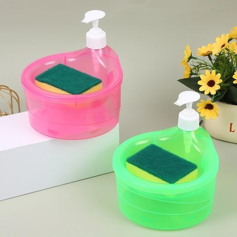 Bộ Hộp Đựng Kèm Bơm Nước Rửa Chén 2in1 + Miếng Bọt Biển Tiện Lợi – Dụng Cụ Rửa Bát Nhà Bếp - Ảnh 5