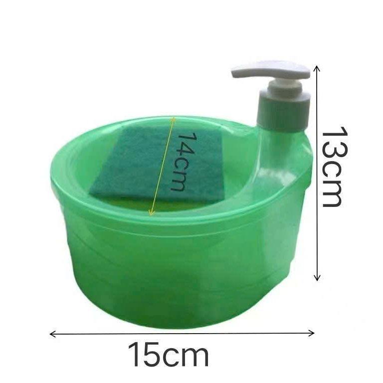 Bộ Hộp Đựng Kèm Bơm Nước Rửa Chén 2in1 + Miếng Bọt Biển Tiện Lợi – Dụng Cụ Rửa Bát Nhà Bếp - Ảnh 2