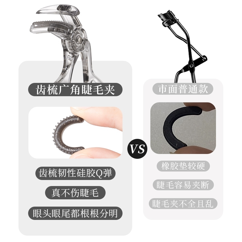 Kẹp Bấm Mi Rộng Góc Dạng Răng Lược – Cong Mi Tự Nhiên, Không Làm Gãy Mi, Tặng Đệm Cao Su Thay Thế - Ảnh 2