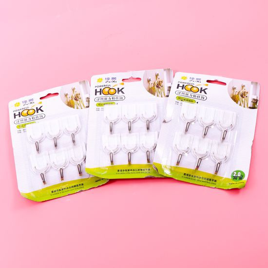 Vỉ 6 móc dính tường (móc dán tường) chắc chắn - Ảnh 2
