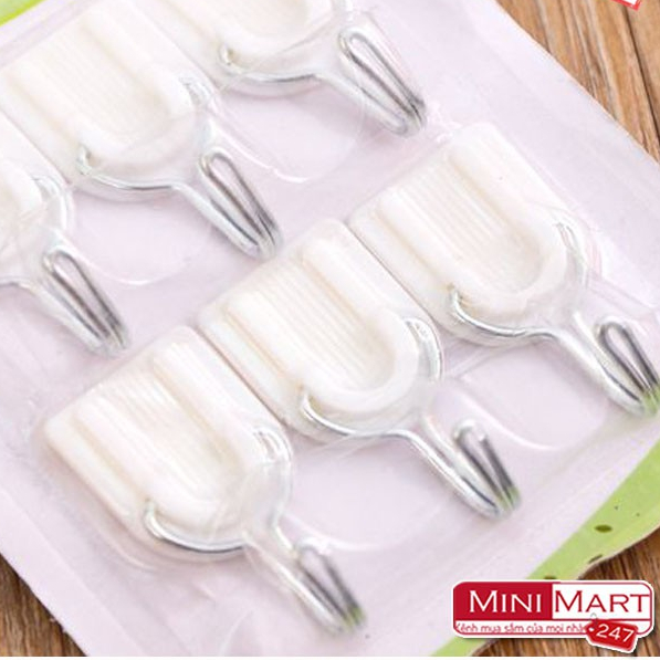 Vỉ 6 móc dính tường (móc dán tường) chắc chắn