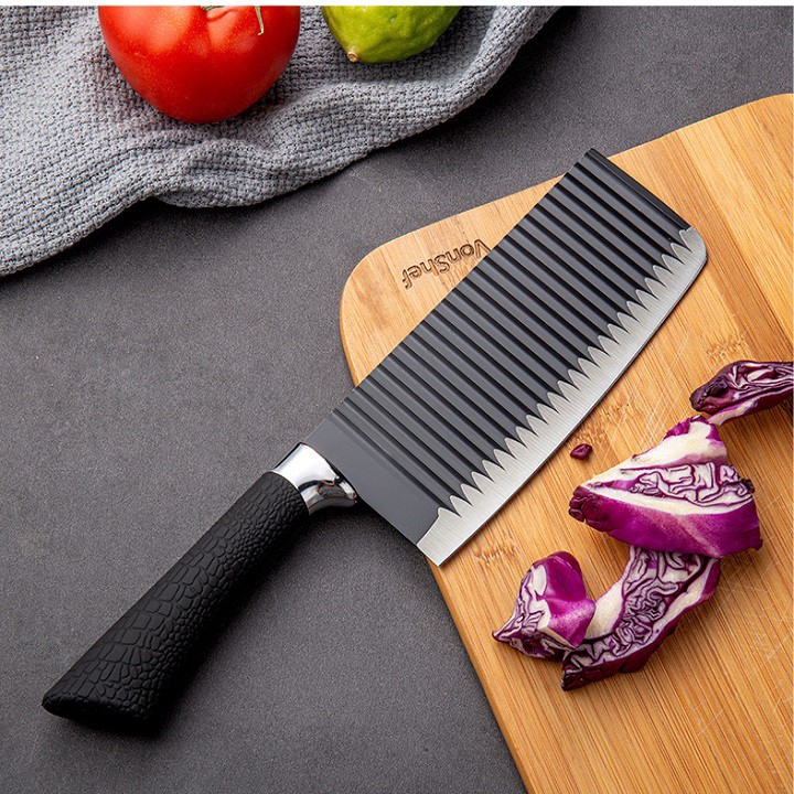 Dao Thái Thịt Lượn Sóng Chống Dính Màu Đen (Bản Lớn) - Ảnh 9