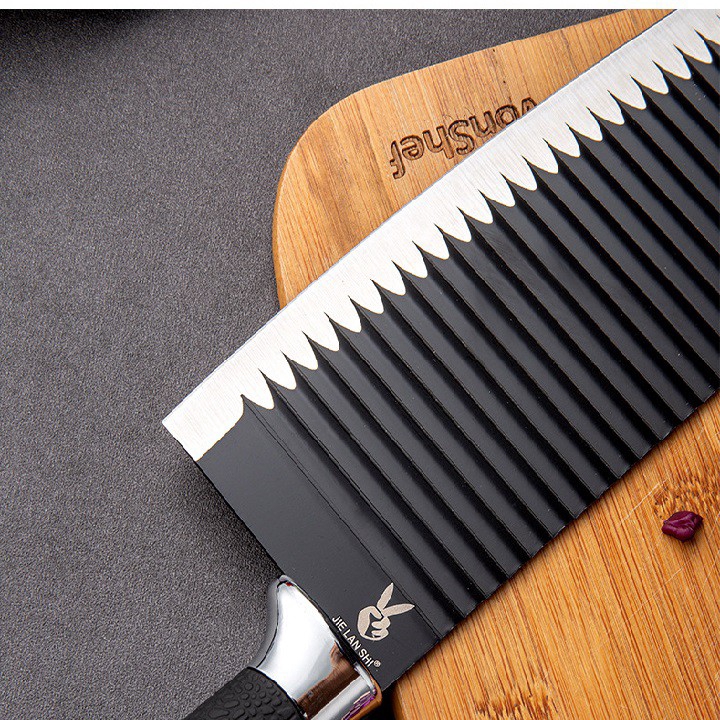 Dao Thái Thịt Lượn Sóng Chống Dính Màu Đen (Bản Lớn) - Ảnh 8