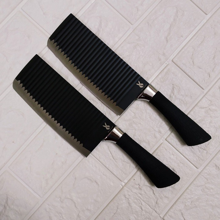 Dao Thái Thịt Lượn Sóng Chống Dính Màu Đen (Bản Lớn) - Ảnh 7