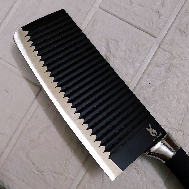 Dao Thái Thịt Lượn Sóng Chống Dính Màu Đen (Bản Lớn) - Ảnh 4