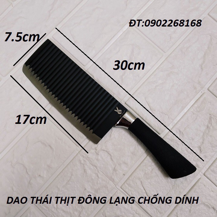 Dao Thái Thịt Lượn Sóng Chống Dính Màu Đen (Bản Lớn) - Ảnh 3