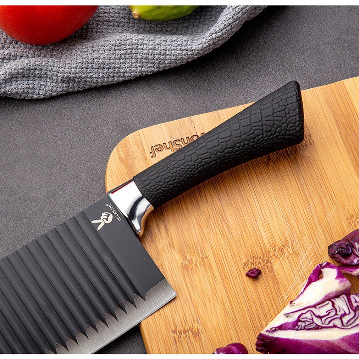 Dao Thái Thịt Lượn Sóng Chống Dính Màu Đen (Bản Lớn) - Ảnh 2