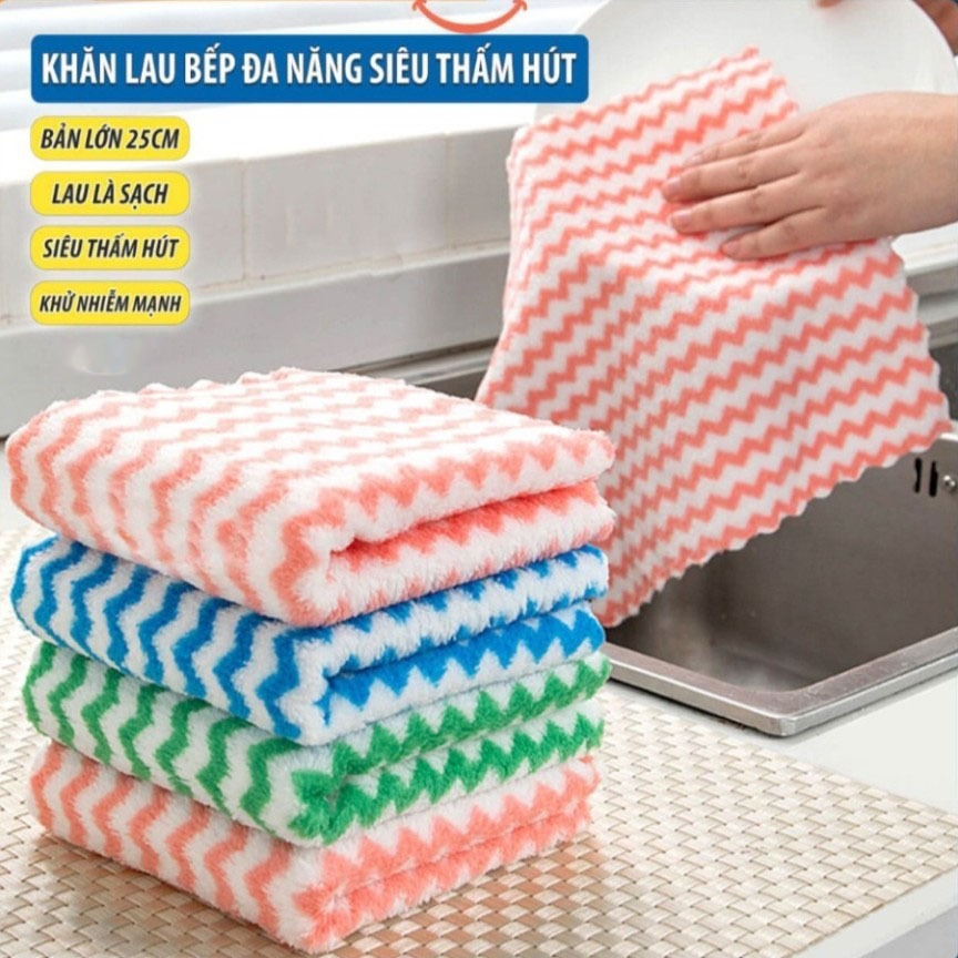 Combo 5 Khăn Lau Đa Năng Hàng Dày Mẫu Sọc Hút Nước Cực Mạnh -A02