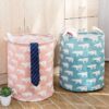 Sọt Vải Không Dệt Hình Trụ Họa Tiết Mẫu Mới Sinh Động