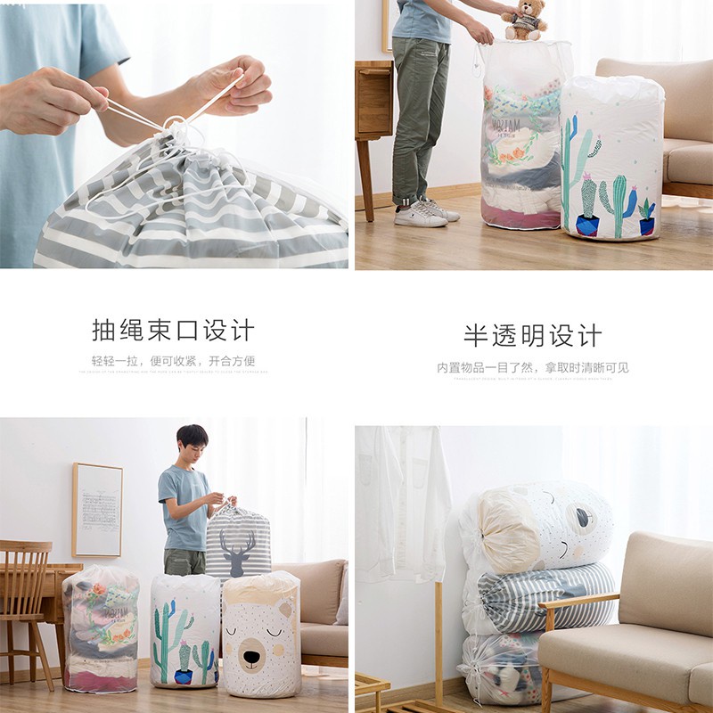 Túi Đựng Quần Áo (T12) Hình Trụ Xinh Xắn, sọt vải hình trụ túi đựng chăn màn tiện lợi - 82x43cm - Ảnh 5