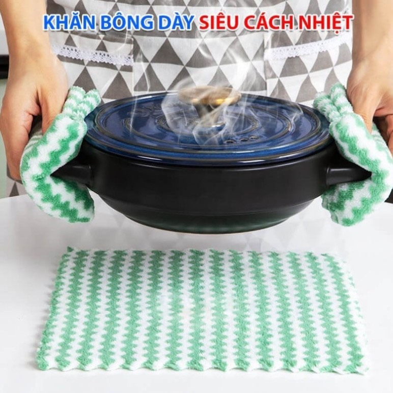 Combo 5 Khăn Lau Chén Bát Đa Năng, Khăn lau chùi nhà bếp sạch mượt dễ giặt sạch, thấm hút cực tốt - Ảnh 7