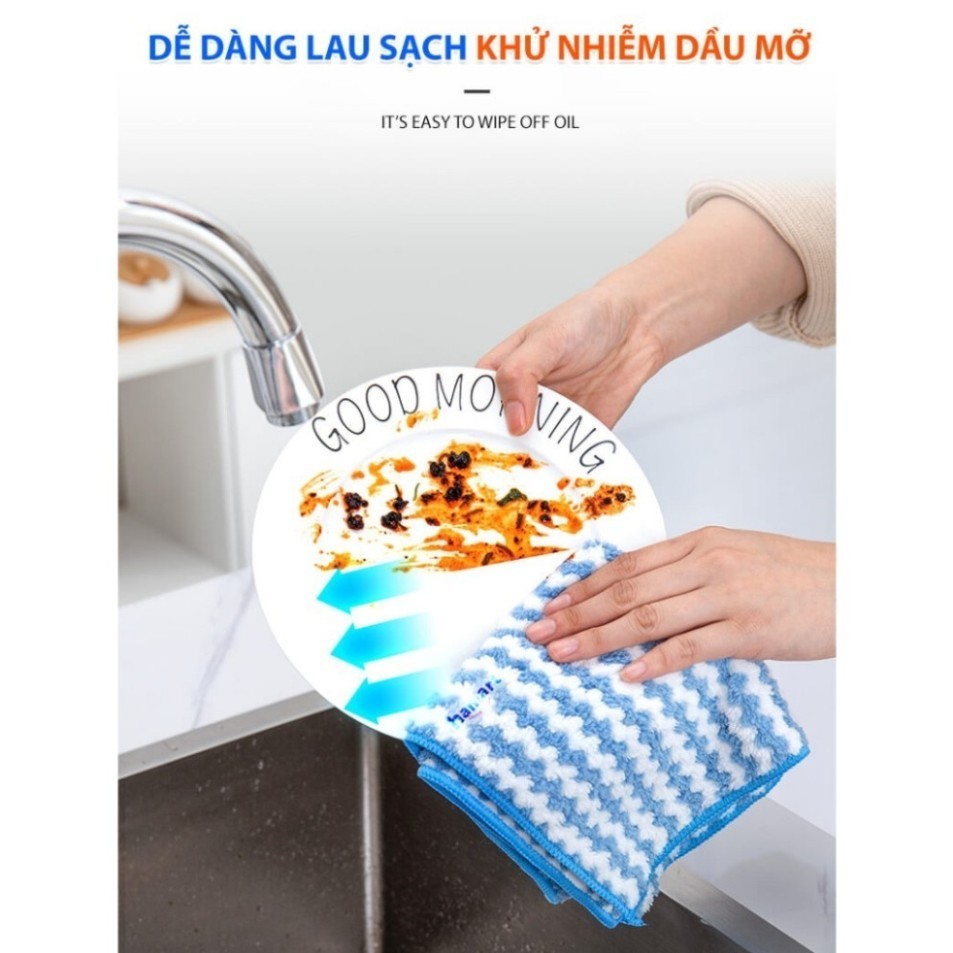Combo 5 Khăn Lau Chén Bát Đa Năng, Khăn lau chùi nhà bếp sạch mượt dễ giặt sạch, thấm hút cực tốt - Ảnh 6