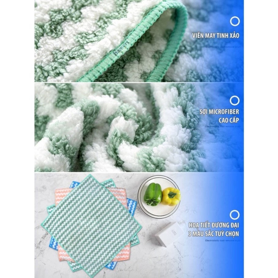 Combo 5 Khăn Lau Chén Bát Đa Năng, Khăn lau chùi nhà bếp sạch mượt dễ giặt sạch, thấm hút cực tốt - Ảnh 5