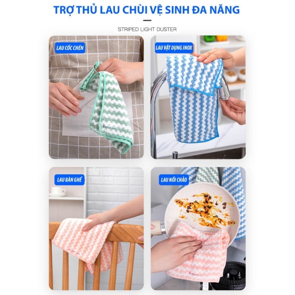 Combo 5 Khăn Lau Chén Bát Đa Năng, Khăn lau chùi nhà bếp sạch mượt dễ giặt sạch, thấm hút cực tốt