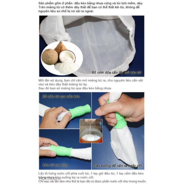 Túi lưới lọc vắt nước cốt dừa, rau củ cực nhanh - Ảnh 2