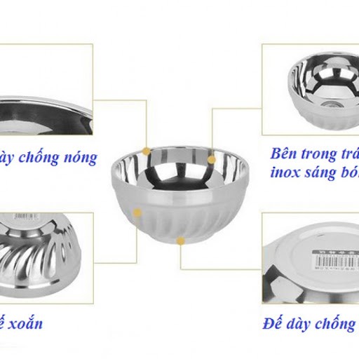 Chén inox hoa văn xoắn cách nhiệt bền đẹp sáng bóng