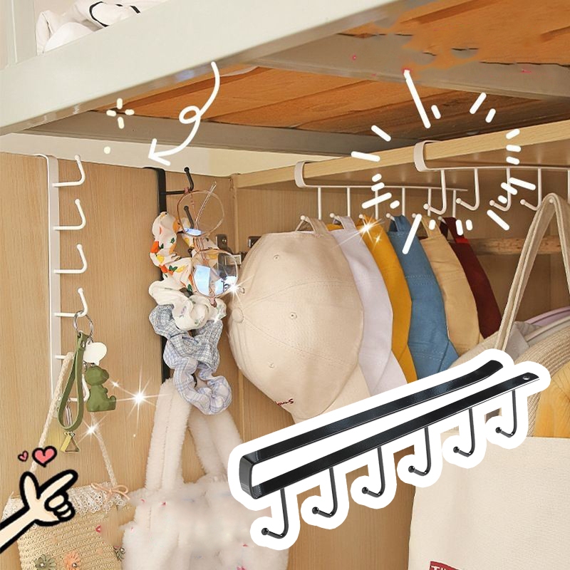 Thanh 5 móc treo nhà bếp, móc treo đồ gắn tủ tiết kiệm không gian -T5 - Ảnh 9