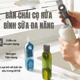 Bàn chải cọ rửa bình nước, vệ sinh ly cốc - Bộ cọ vệ sinh đa năng 3in1 tiện lợi
